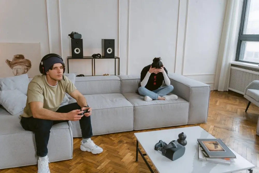 boy with gaming addiction playing game